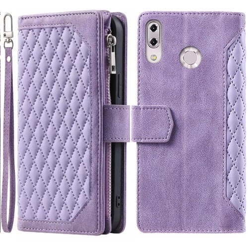 Asus Zenfone 5z ZS620KL Rhombic Wallet Case,Luxury Leather Zipper Flip Card Case - Picture 39 of 44