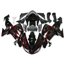 Motorcycle Fairings Kit Fit For Ninja ZX10R 06-07 Bodywork Set Red Flame Black