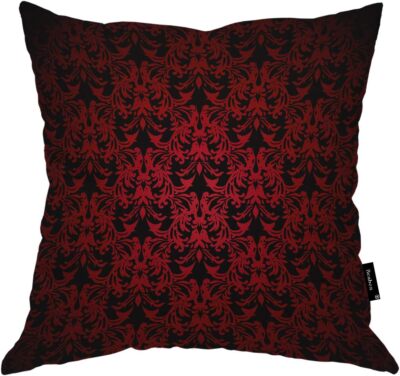 Beabes Floral Gothic Red Black Pattern Throw Pillow Cover Vintage Flower Swirl C