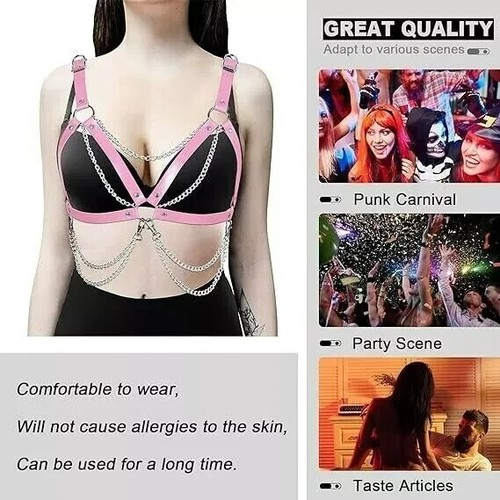 Breast Harness bra Belt Waist Chain Body Caged Tassel Punk Festival - Picture 5 of 6