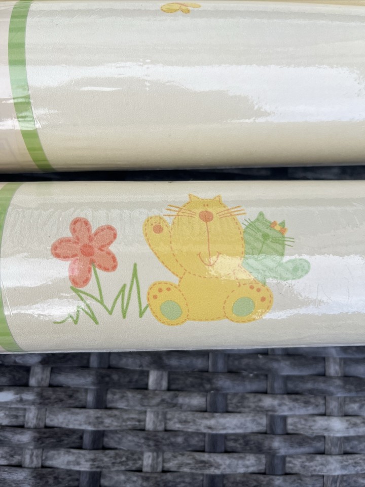 3 x Rolls of Tilly & Tom Yellow Cat Nursery Wallpaper eBay