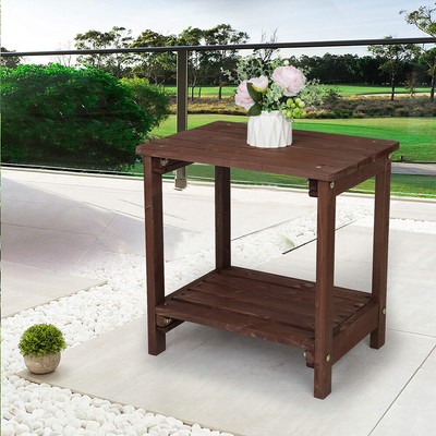 20'' Rectangular Solid Wood Pation Side Table For Outdoor Deck Balcony Garden