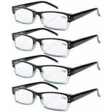 Eyekepper 4 Pack Reading Glasses Modern Eyeglasses Spring Hinges Rectangular