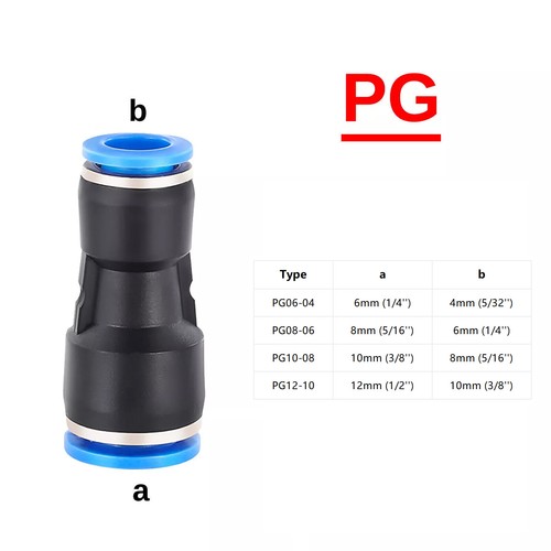 Push In to Connect Union Reducer 3/8" - 1/4" OD Straight Fitting Air Pneumatic - Picture 2 of 3
