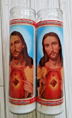 Neu 2er Pack Herz Jesu Kerzen Gebet, Meditation 8 Zoll   - Bild 1 von 3