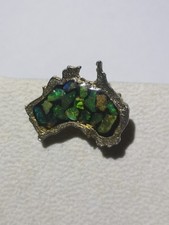 Vintage Australian Opal Chip Australia Brooch Pin Gold Tone 