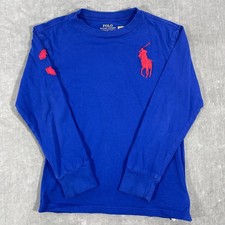 Polo Ralph Lauren Kids Small Blue Big Red Pony Logo Long Sleeve Shirt