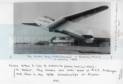 Armstrong Whitworth AW.52G Segelflugzeug ''The Nimbus'' - Originalfoto Jan 1947