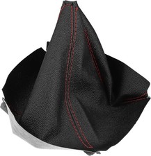 Shift Boot Cover Car Shift Knob Boot Dust Cover Red Seams Faux Leather-Red