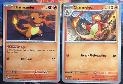 Charmander 011 Charmeleon 012 Evolution Set Phantasmal Flames Pokemon Cards NM