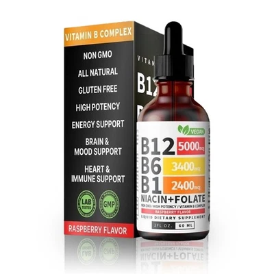 B12 und B6 Flüssigkeitstropfen Sublingualer B-Komplex, Natürliche Formulierung - Bild 1 von 4