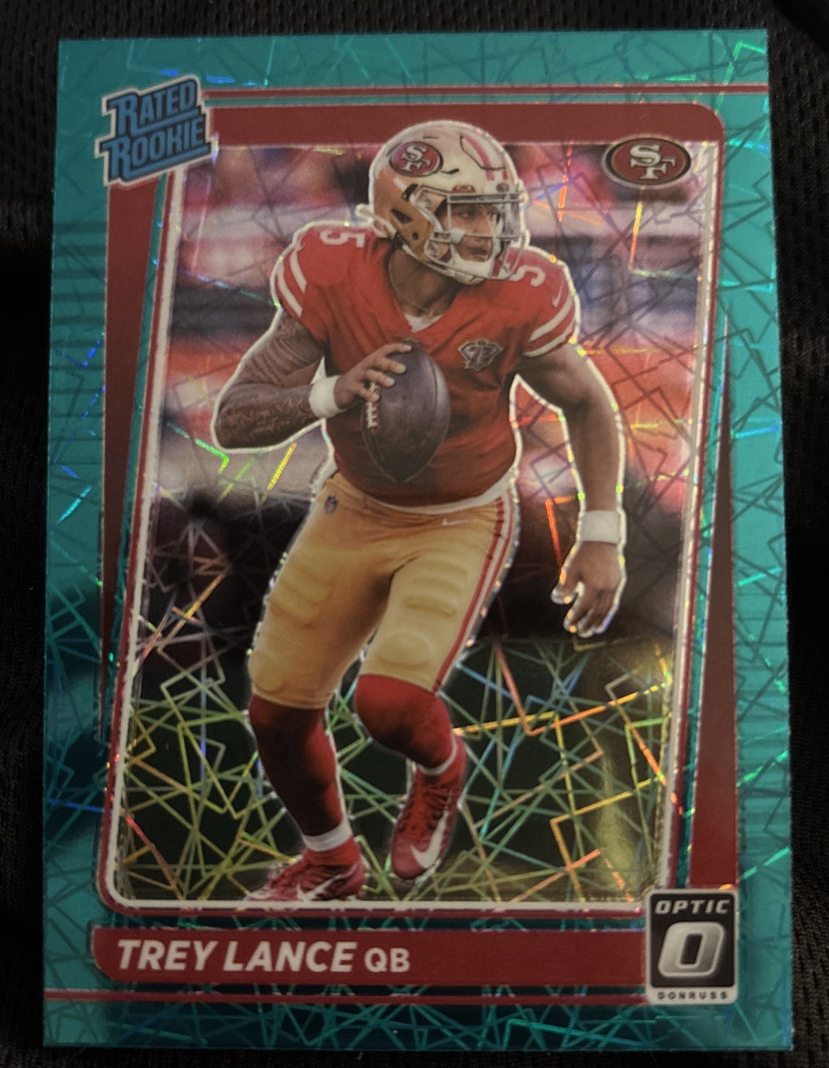 2021 Panini Donruss Optic Trey Lance Rated Rookie Green Velocity Prizm #203