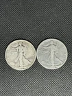 Lot of Two Walking Liberty Half Dollar Coins, 90% Silver, 1941 & 1943
