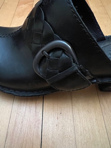 Born Talquin Leather Slip On Black Mules Clogs Size 7M - Picture 20 of 23