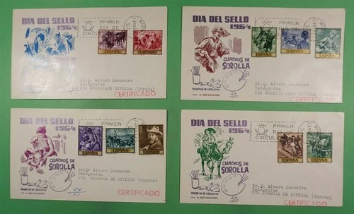 DR WHO 1964 SPAIN 4 FDC STAMP DAY COMBO R49154