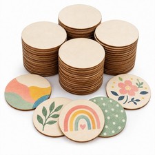 100 Pack Wood Circles for Crafts - 2 Inch Unfinished Wood Round Discs