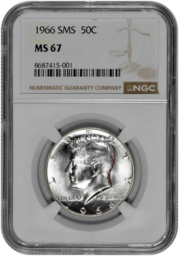 1966 SMS 50c 40% Silver Kennedy Half Dollar NGC Graded MS 67 with New Holder
