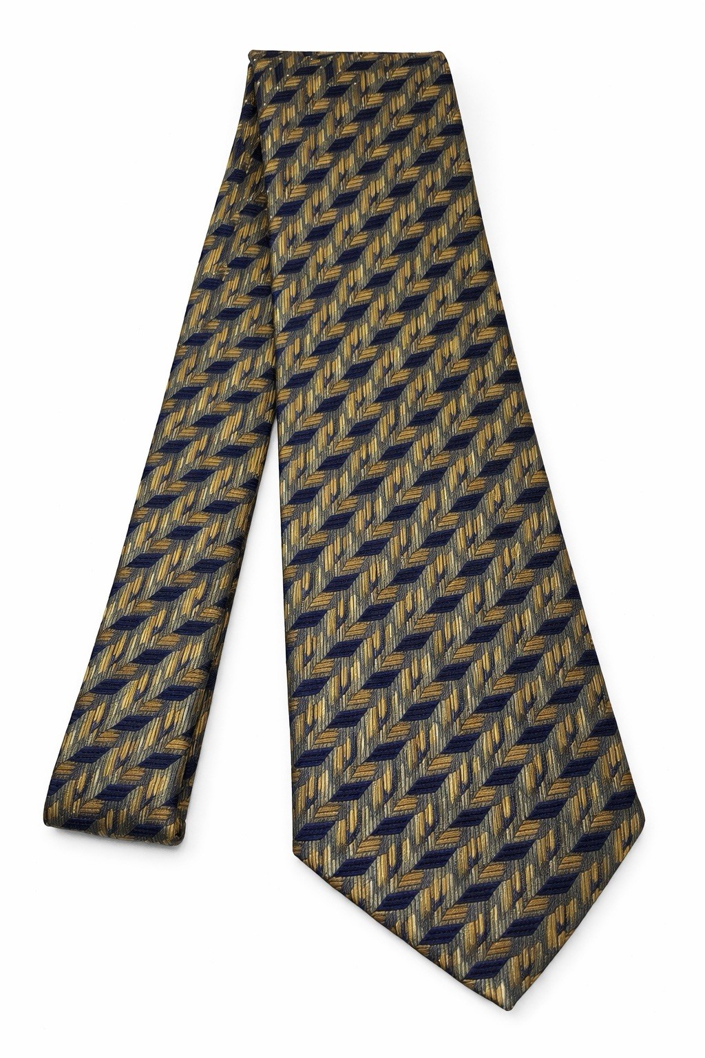 Bugatchi Uomo Green Blue Geometric Pattern Silk N… - image 1