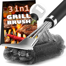 Grill Brush and Scraper-18 Adjustable Handle Safe BBQ Grill Brush for Outdoor Gr