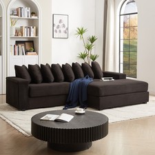 Luxe Oversized L Shaped Sofa with Chaise,Comfy Corduroy L Shaped Sectional Couc