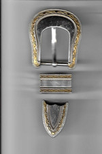 Western Design 3 Pcs 1  Wide Leather Belt Buckle Set