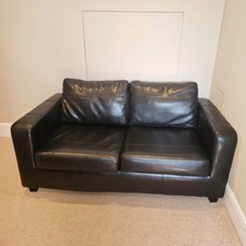Black Faux Leather 2 Seater Sofa Bed Pull Out Modern Track Arm 157 x 80 x 76cm