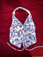 Women s Green/White Geometric 2pc Halter Bikini Set M C Cup Drawstring