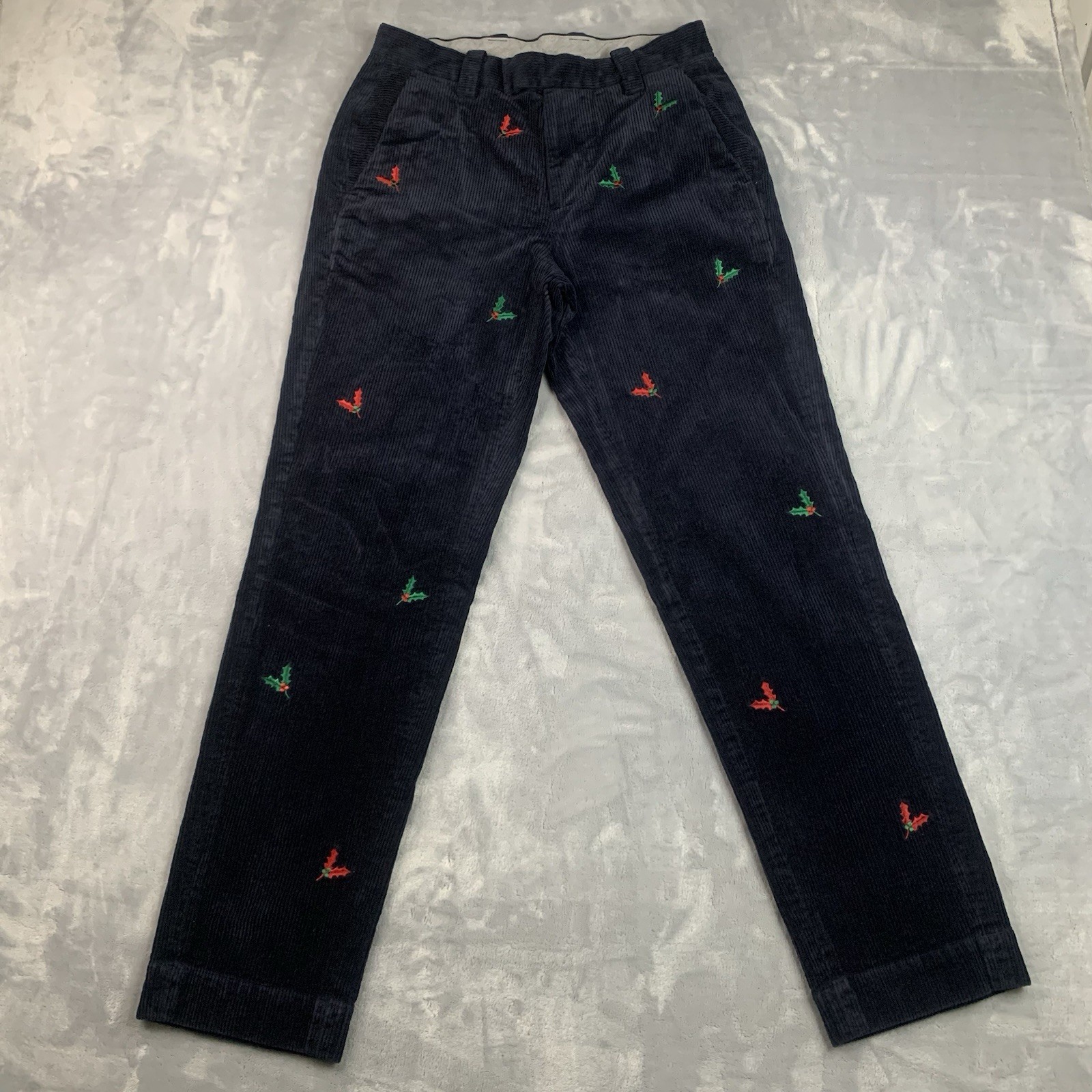 Brooks Brothers Navy Holly Corduroy Mistletoe Pants Christmas Milano Fit 30x32