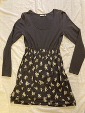 Animal brown floral mini dress with long sleeves winter cotton size 10