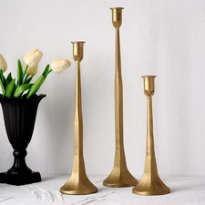 Iron Taper Candle Holder Set of 3, Gold Candlestick Holders Decorative Candle...
