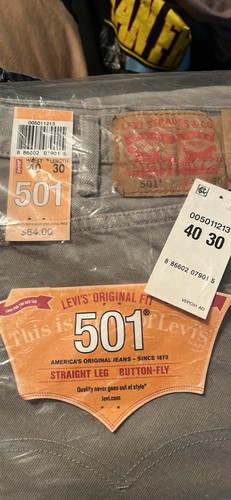 Levi Strauss 501 Gray Jeans New 40/30
