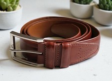 ALLEN EDMONDS 62006 Mens 42/105 Brown Calfskin Brogue Dress Belt Made In USA