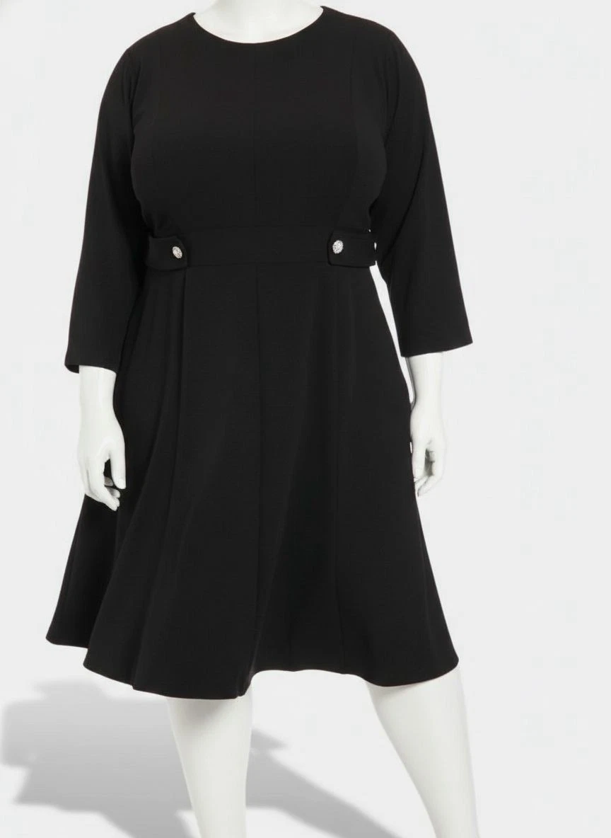 green emerald velvet dress Mixed Media Fit and Flare Sweater Dress – English Factory main image 1