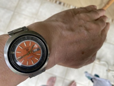 Rare Vintage Seiko 6119-6400 UFO Orange Dial diver 70m Automatic 21jwl Watch