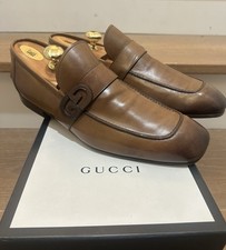 Men's Gucci Broadwick Burnished Toe Loafers Dress Shoes Sz 9.5 EU 42.5