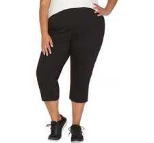 Catherines Plus Black Yoga Capri Knit Pull-on Slim Pants 3X, 26/28W