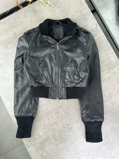Vintage Cropped Leather Jacket Women s Size S
