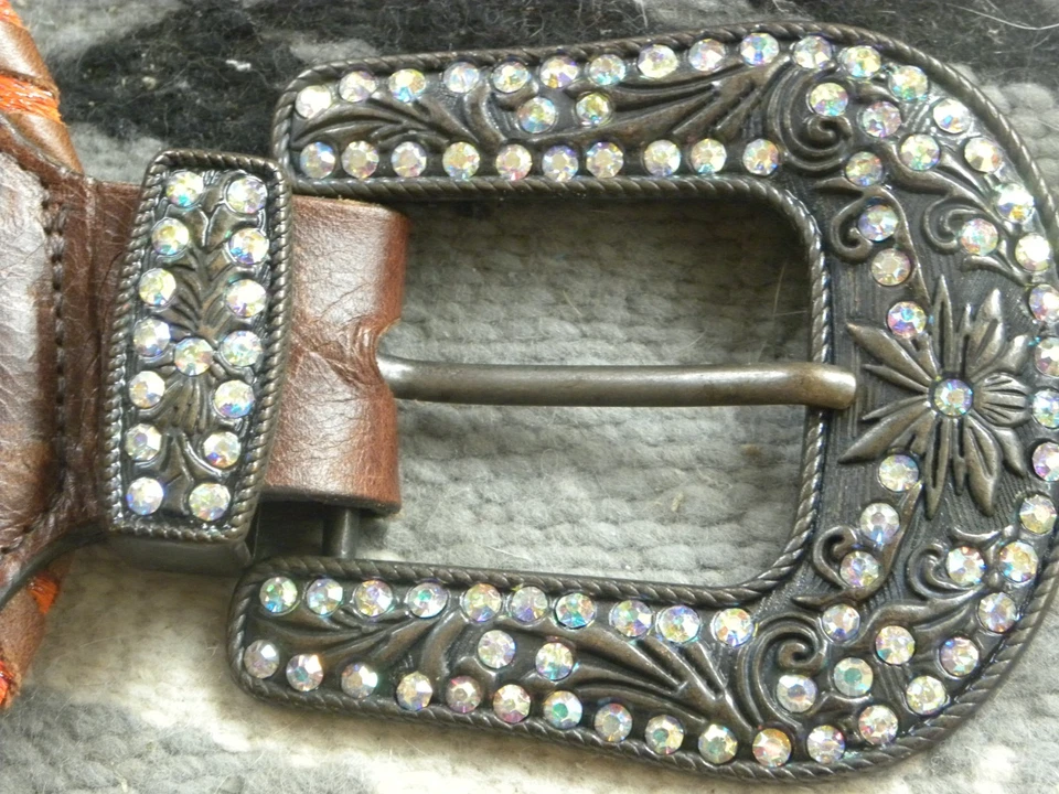 CINTURÓN DE CADERA KURTMEN TURQUESA Y ROJO WHIPSTITCH 4" ANCHO CUERO 31" A 33" Foto 4 de 4