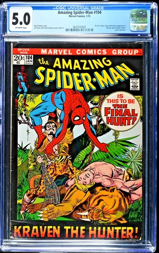 AMAZING SPIDER-MAN #104 (1972) CGC 5.0🔥 Ka-Zar Learns SM's Identity!🔥GEM SLAB!