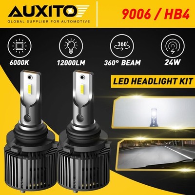 9006 Front LED Headlight Super Bright Bulbs Kit White 16000LM High/Low Beam HB4