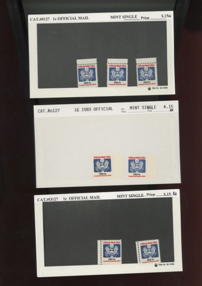 US Stamps Official 187 Coils Strips Collection mnh see dealer card titles (goo12 - Image 2 of 4