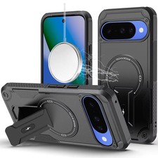 For Google Pixel 10/10 Pro Case Magnetic Circle Rugged Kickstand Tempered Glass