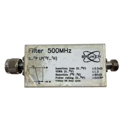 Bruker Filter 500 MHz Z14334 RF Low Pass Filter 0-31P LP 19F-3H 500W NMR
