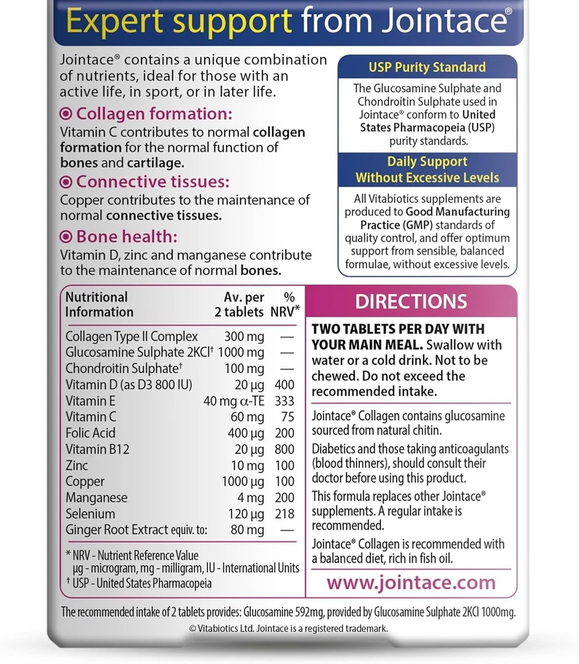 Vitabiotics Jointace comprimidos de colágeno 30 cápsulas Foto 2 de 4