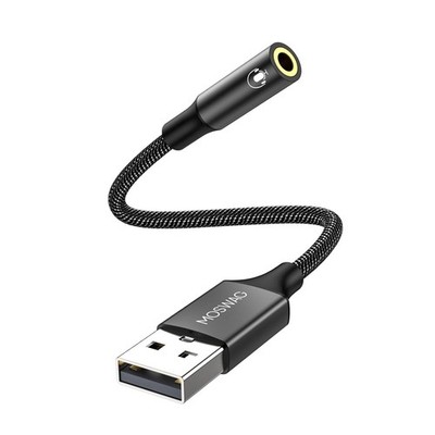 MOSWAG USB auf 3,5 mm Klinke Audio Adapter, externe Soundkarte USB A Kopfhoerer