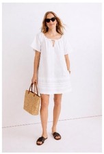 Madewell White Poplin Flutter Sleeve Shift Dress Cotton Women’s Sz M