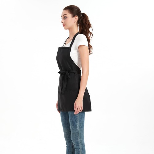 Short Aprons for Women with 3 Pockets,Waterproof Black Chef Apron for Cooking... - Picture 2 of 6