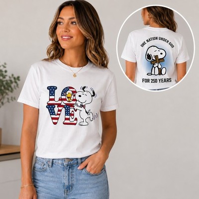America 250th Anniversary Snoopy 4th Of July Graphic Tee