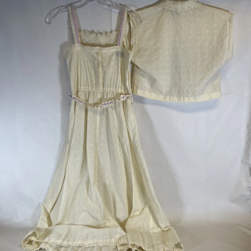 Vestido y top hippie de colección años 70 Trivia By Charm 2 piezas con ojales talla 5/6 (?) Medida de lectura Foto 3 de 4