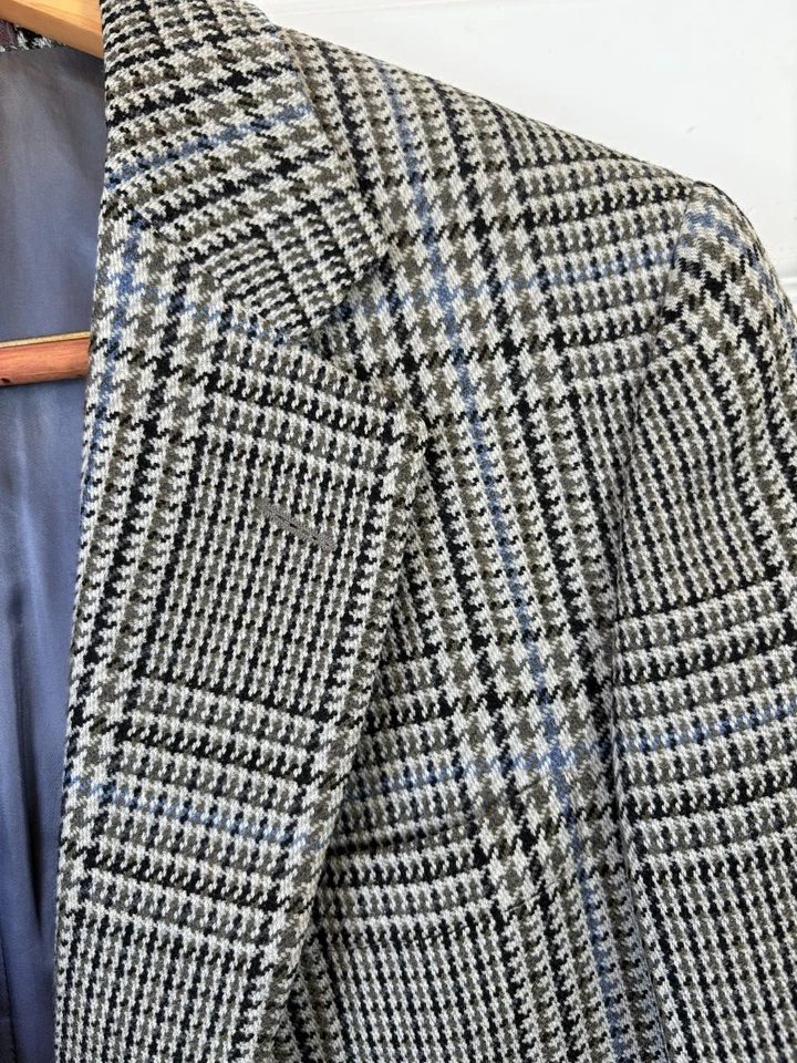 Blazer vintage Burberrys Inglaterra azul gris negro lana pata de gallo ~42R Foto 2 de 4